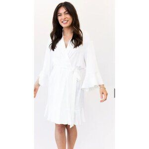 White Bridal Ruffle Hem Robe